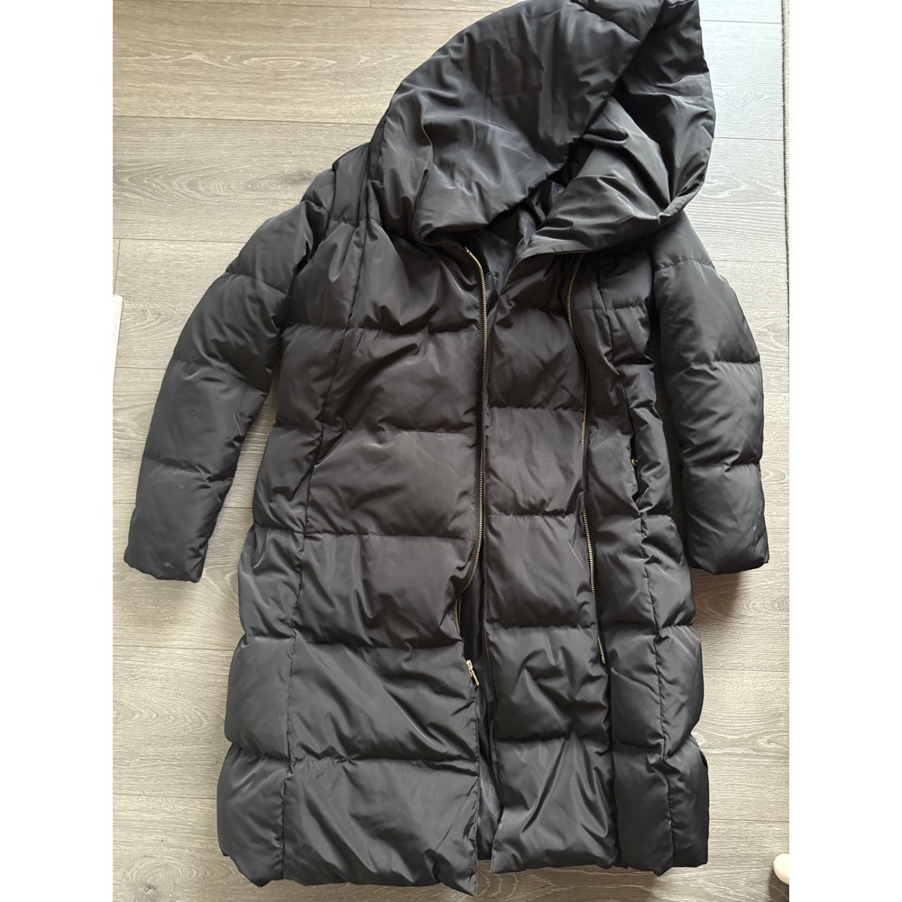 Cole Haan Signature Womens‎ Black Long Down Puffer Coat Oversized Hood Medium